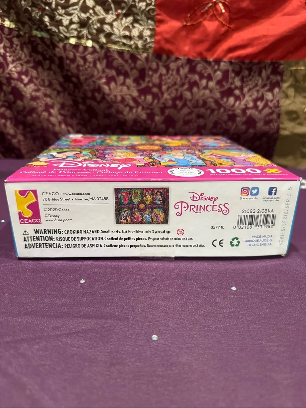 Disney Princess Stained-Glass Collage Puzzle - Pink, Purple, Blue, Yellow, Green